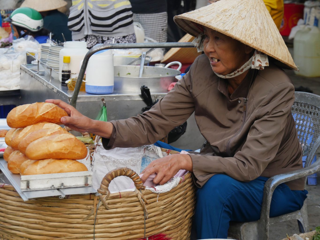 A female street vendor in Vietnam