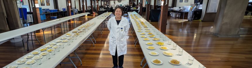 Dr Siem Siah with some of the pasta dishes she was judging