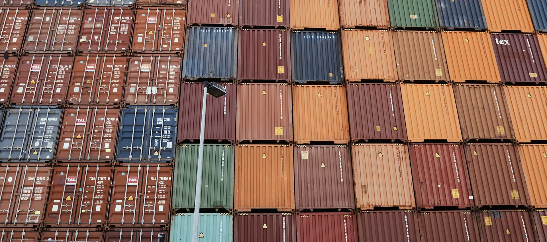 containers stacked in shipyard